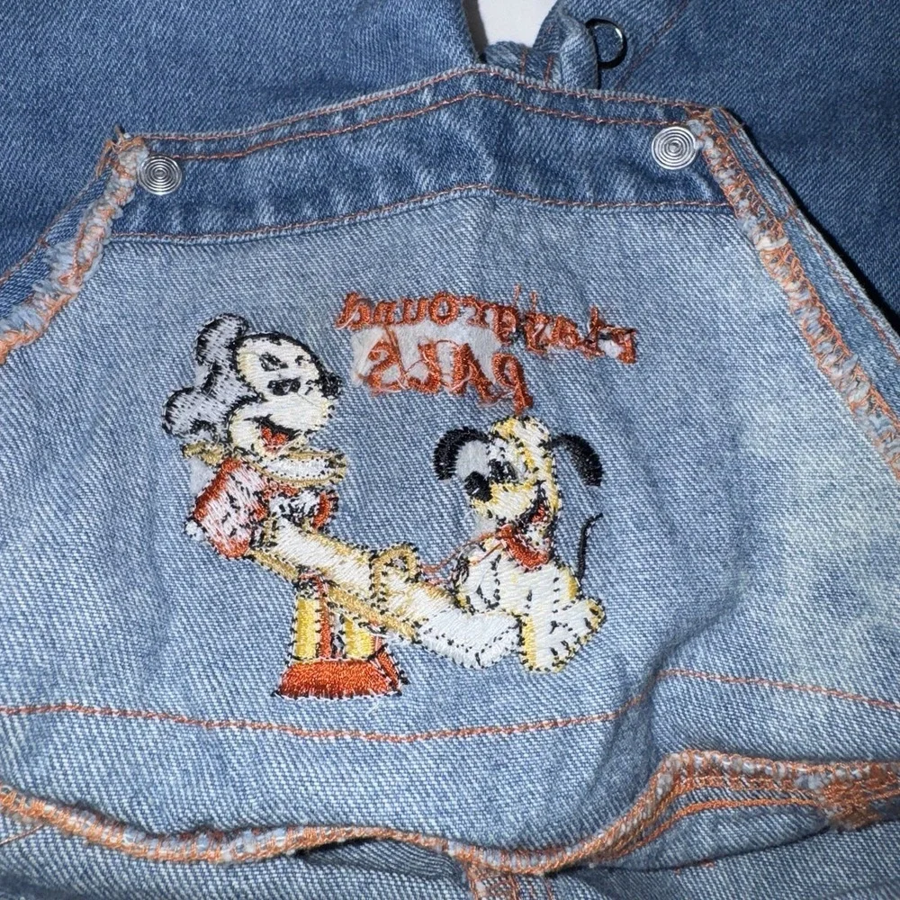 Vintage Baby Mickey & Pluto Denim Overalls 0/6 Months‎ Playground Pals